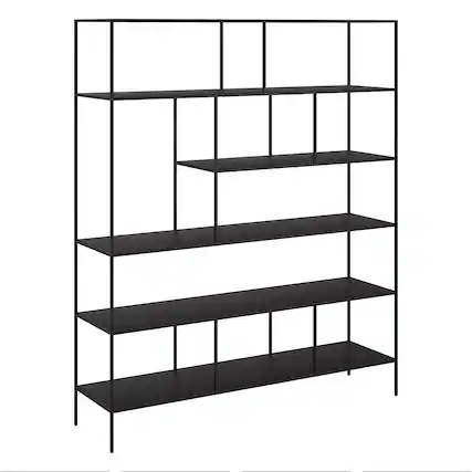 Front. Hudson&Canal - Whitmore 72" Tall Rectangular Bookcase in Blackened Bronze - Black.