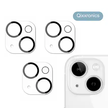Front. Qixxronics - 3PCS Camera Lens Protector for iPhone 13 Mini Tempered Glass Lens Cover Flim - Clear.