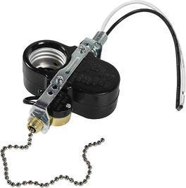 HQRP - Ceiling Fan 2-Light Socket Pull Chain Switch for Hunter, Hampton Bay - E26/E27 Lamp Holder - Black