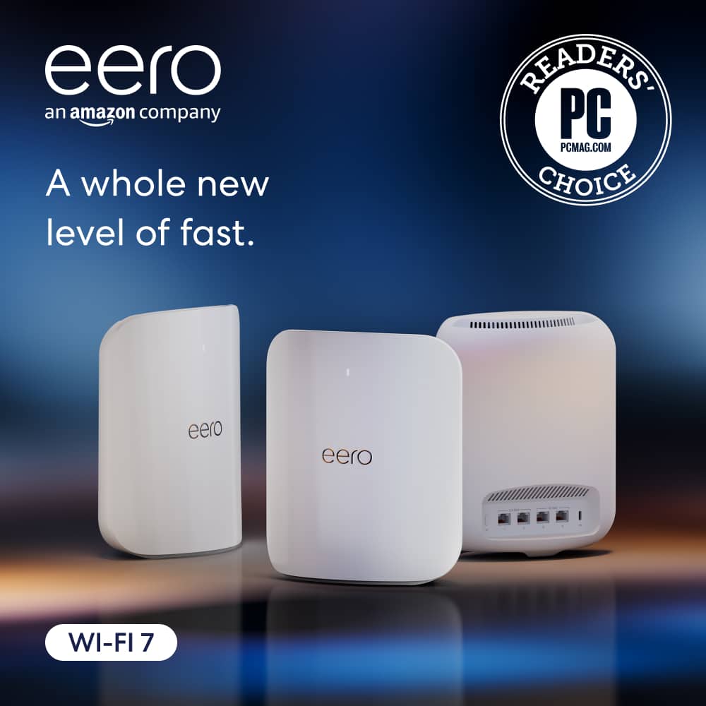 eero, an Amazon company, offers a whole new level of fast with their Wi-Fi 7 technology. This innovative product has been recognized by PCMAG.COM as a Readers' Choice award winner.