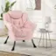 Angle. Costway - Stylish Large Lazy Chair with Cozy Head Pillow and Seat Armrests - Pink.