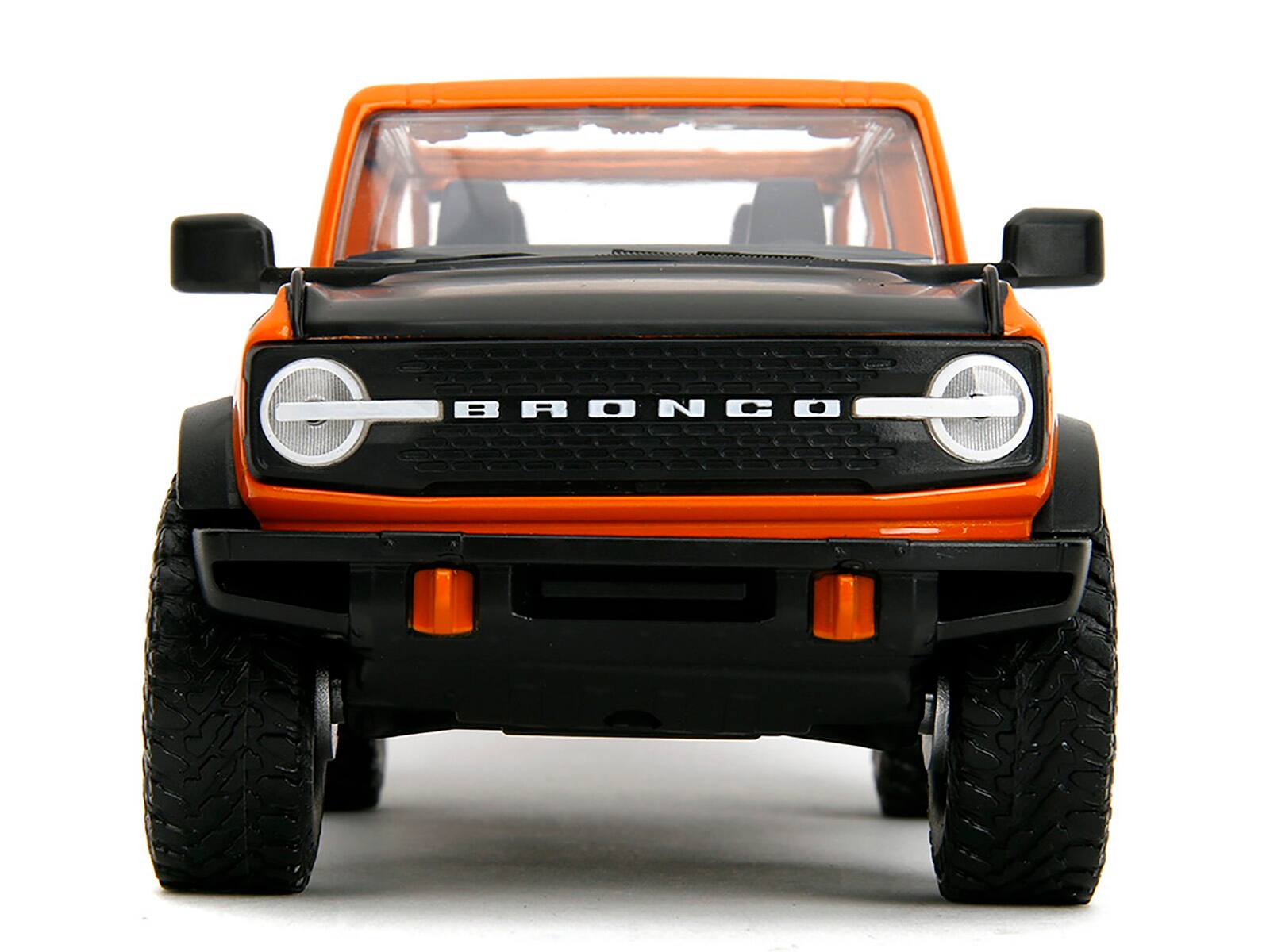 Alt View 5. Jada - 2021 Ford Bronco Open-Top Orange with Black Stripes & Hood w/Extra Wheels "Just Trucks" Series 1/24 Model Car by Jada. - Multicolor.
