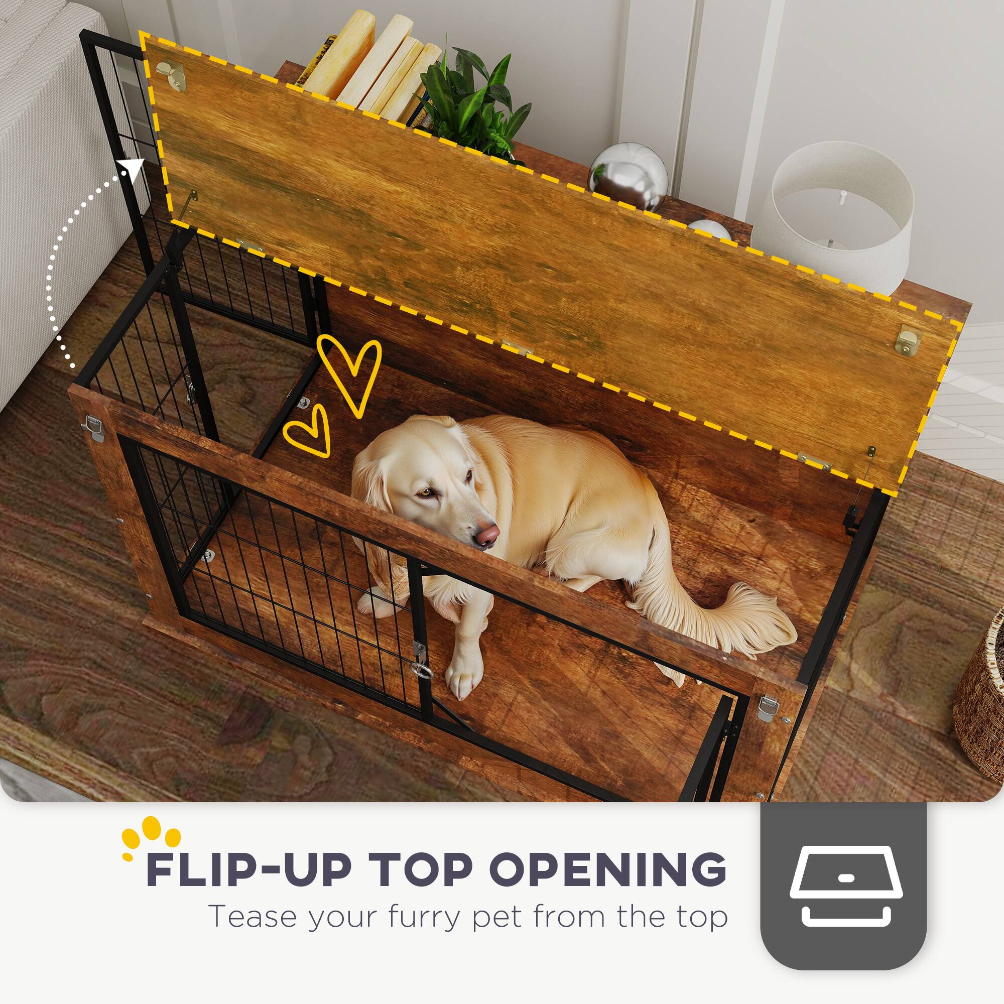 FLIP-UP TOP OPENING  
Tease your furry pet from the top