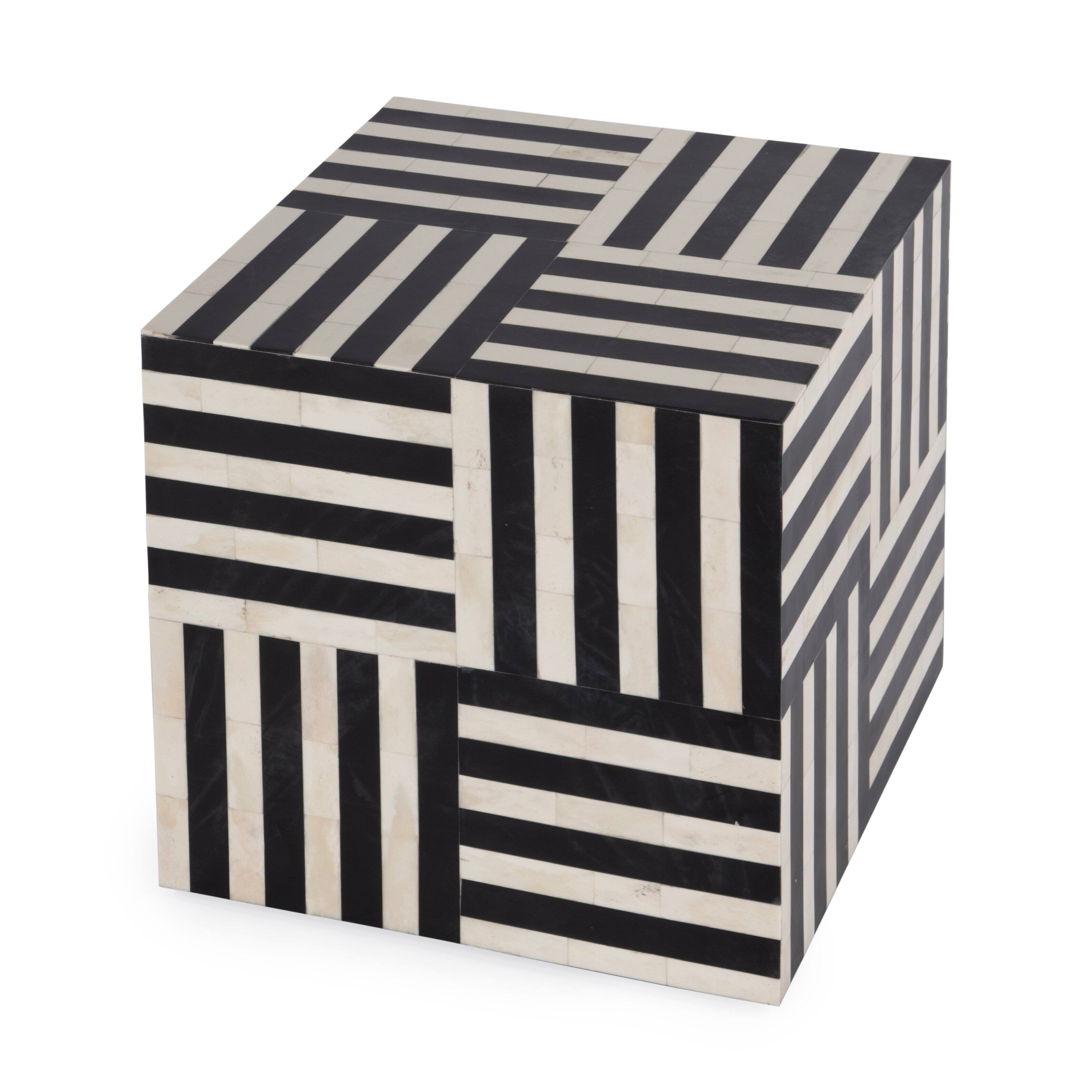 Front. Butler Specialty - Zuri 15 in. W Square Bone In-Lay Low Bunching Table - Black and White.