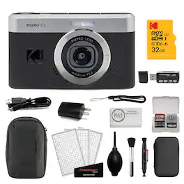 Kodak - PIXPRO C1 Digital Camera | Bundle with 32GB MicroSD Card + Camera Pouch + Memory Case + Cleaning Kit - Black