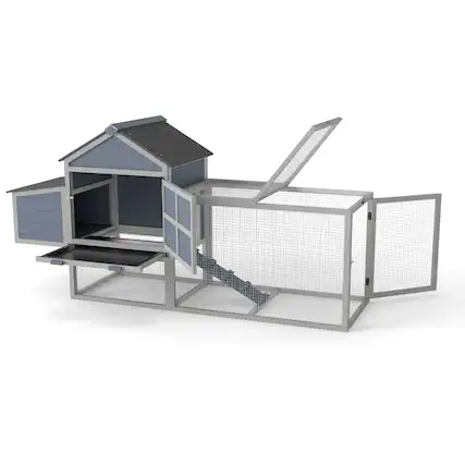 Front. Boyel Living - Gray Outdoor Chicken Coop Wooden Hen House with Nesting Box Run Resting Room Ramp PullOut Tray with Pine Wood and Gal - Gray.