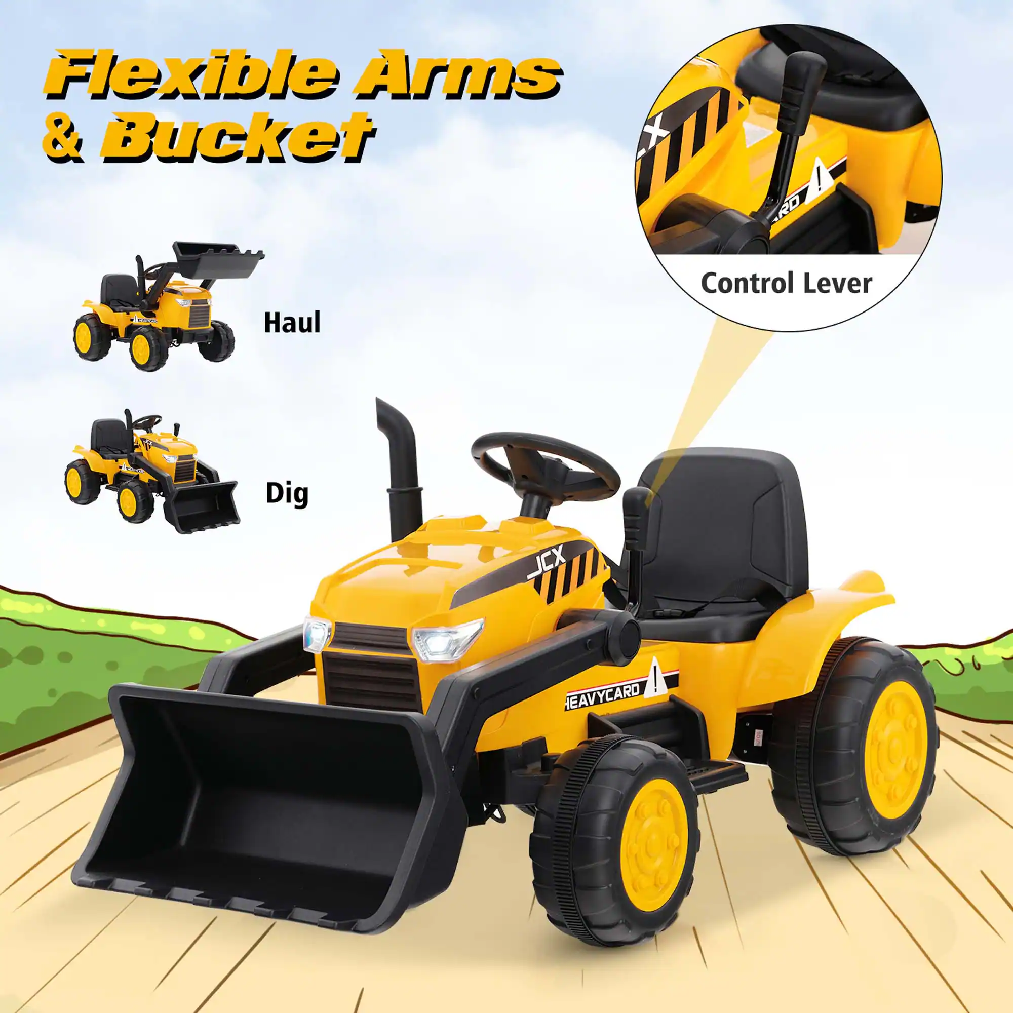 Flexible Arms & Bucket

Haul

Dig

Control Lever

JCX

HEAVYCARD