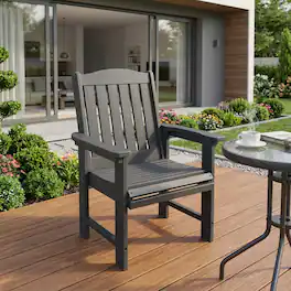 Fortune Candy - HDPE Patio Dining Chair,Heavy-Duty Outdoor Seating,600-Lb Capacity for Porch, Garden & Yard - Gray