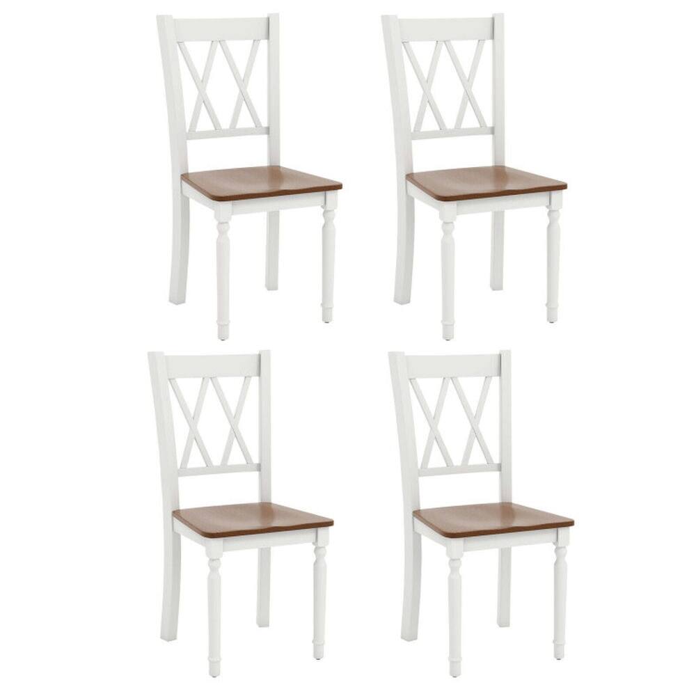 Kadyn - Dining Chairs, Kitchen Chairs Trattoria Chairs,Set of 4 Wooden Farmhouse Kitchen Chairs with Rubber Wood Seat - Brown