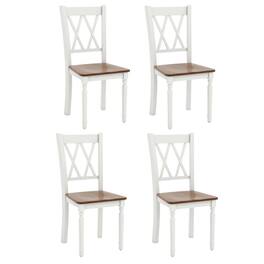 Kadyn - Dining Chairs, Kitchen Chairs Trattoria Chairs,Set of 4 Wooden Farmhouse Kitchen Chairs with Rubber Wood Seat - Brown
