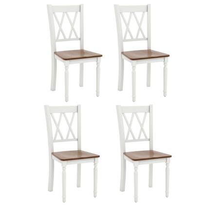 Front. Kadyn - Dining Chairs, Kitchen Chairs Trattoria Chairs,Set of 4 Wooden Farmhouse Kitchen Chairs with Rubber Wood Seat - Brown.