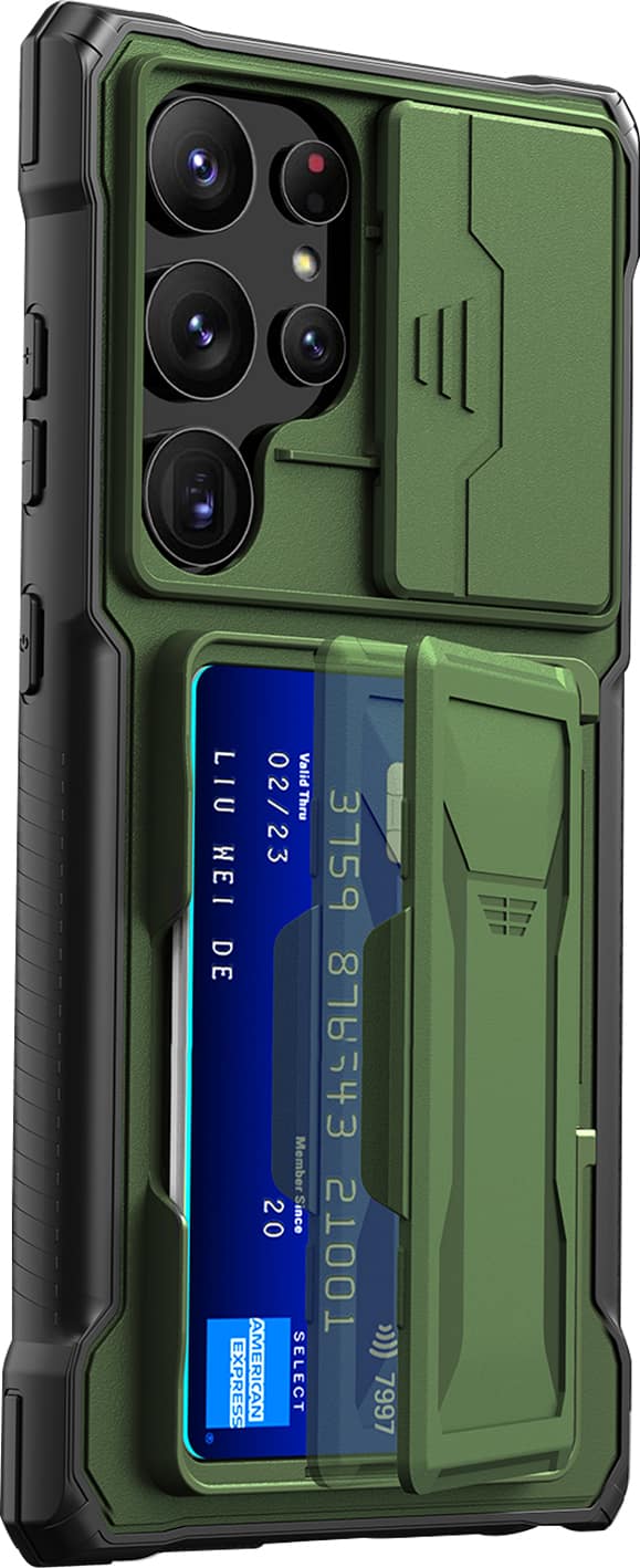 Front. SaharaCase - ArmorElite Wallet Case for Samsung Galaxy S24 Ultra - Military Green.