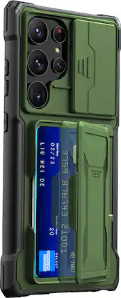 Front. SaharaCase - ArmorElite Wallet Case for Samsung Galaxy S24 Ultra - Military Green.