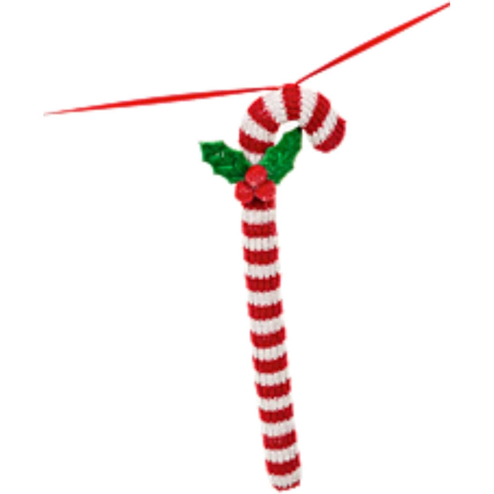 Left. Ganz - Ganz Red and White Candy Cane Polyester Christmas Garland Stand 72 Inches Long - Red.
