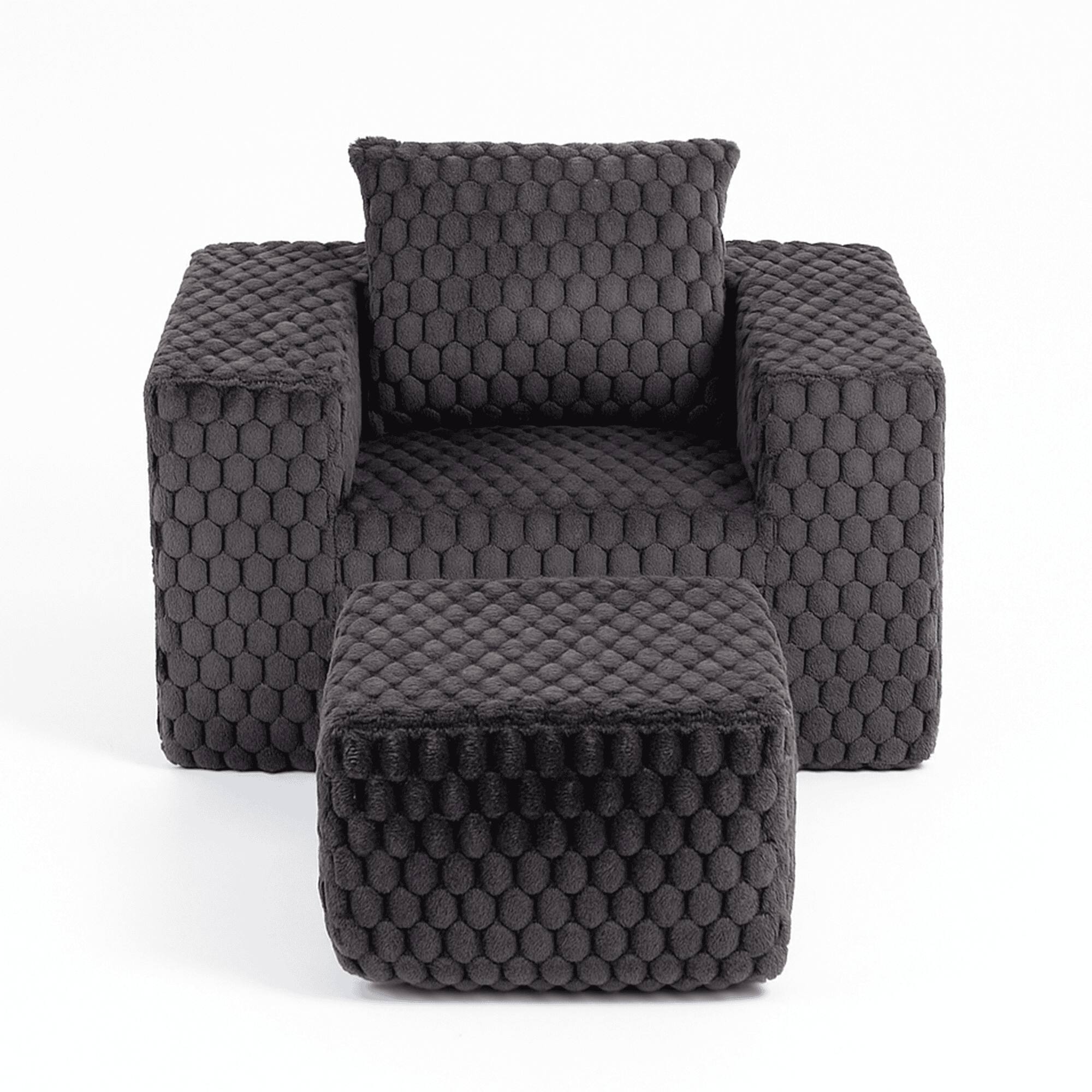 Front. Resenkos - Resenkos Corduroy Single Sofa, Durable Texture, Vertical Ribbed, For Bedroom Living Room, Home Offices, Black - Black.