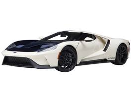 Ford GT Heritage Edition Prototype Wimbledon White with Antimatter Blue Hood and Stripe 1/18 Model Car by Autoart