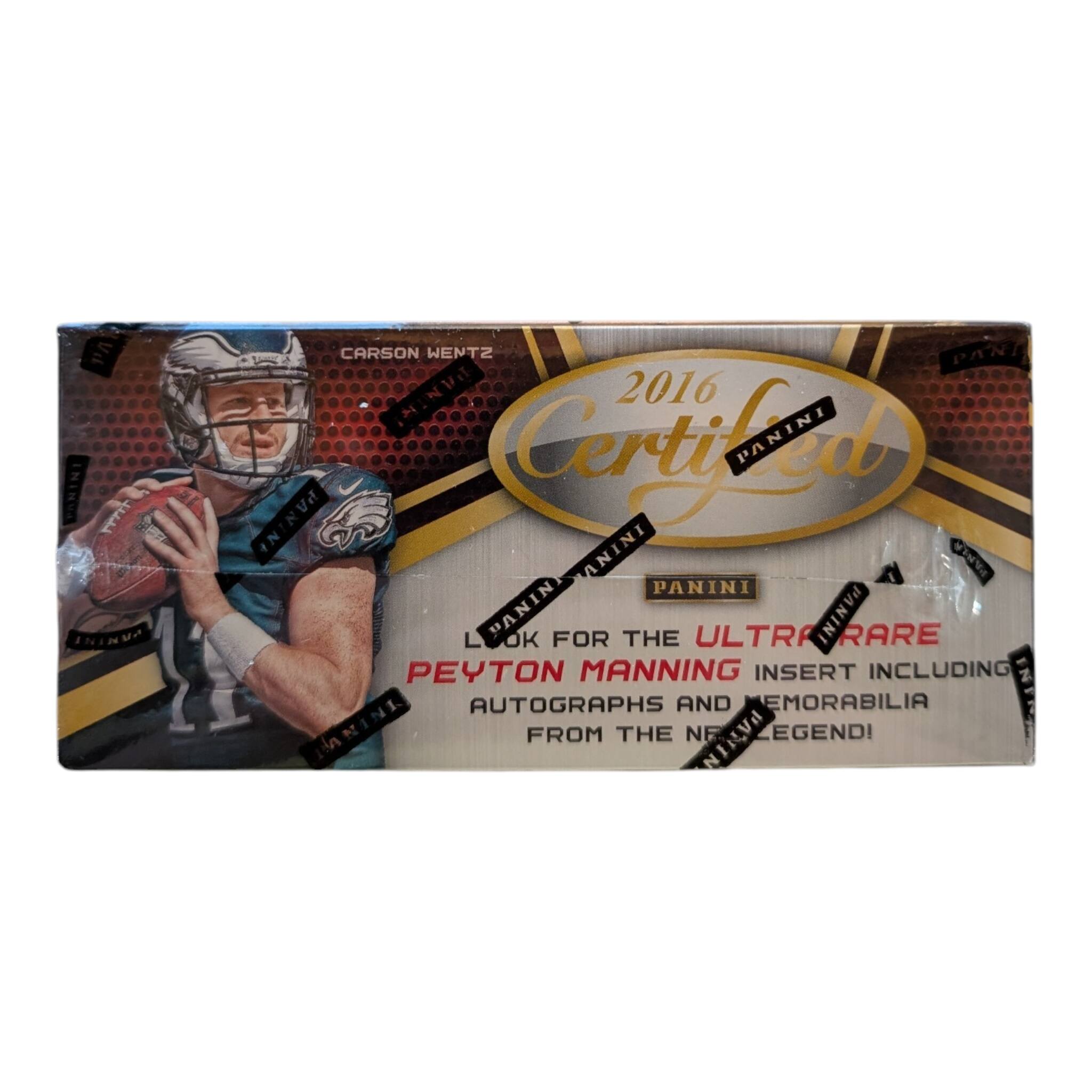 2016 Certified Panini  
For the Ultra Rare Peyton Manning Insert Including Autographs and Memorabilia from the NFL Legend!  
Carson Wentz