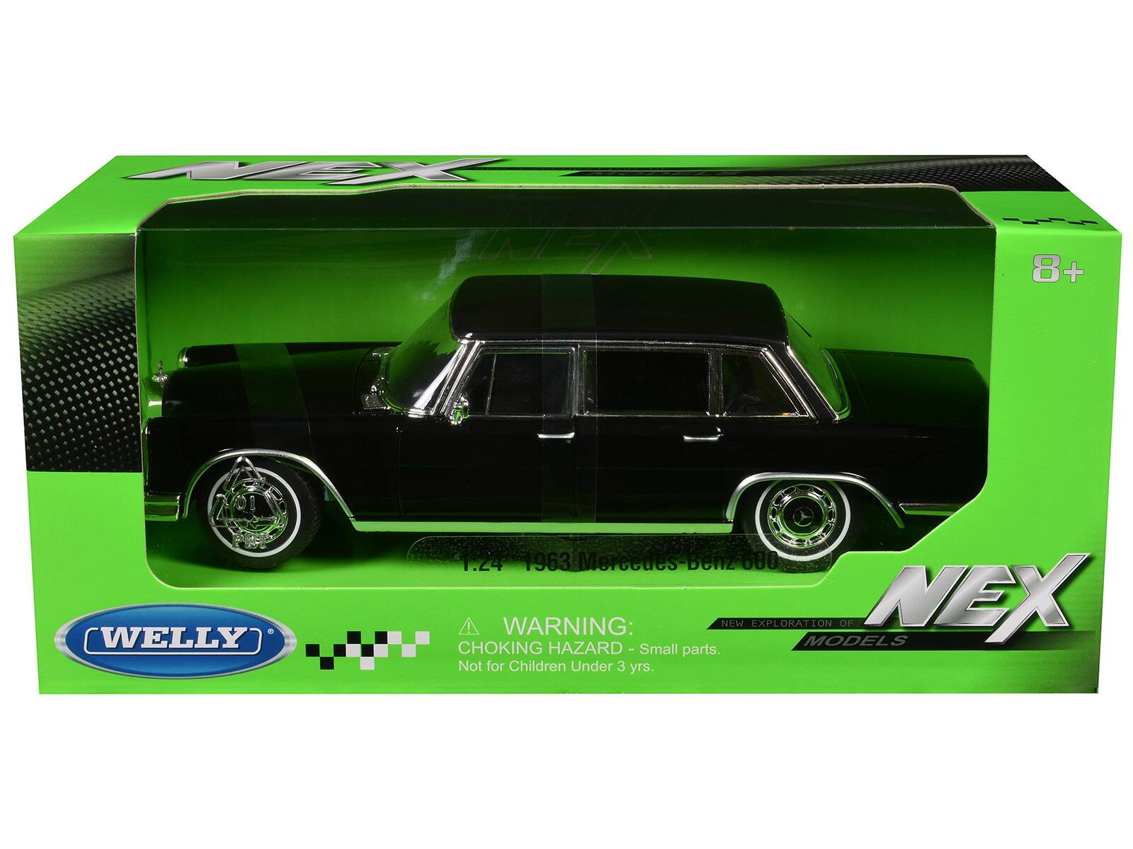 WELLY 1:24 1963 Mercedes-Benz 500  
WARNING: CHOKING HAZARD - Small parts. Not for Children Under 3 yrs.  
NEX  
EXPLORATION OF MODELS