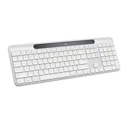 Logitech - Signature Slim Solar+ K980 for Mac Wireless Bluetooth Solar and Artificial Light Powered Keyboard with Customizable Keys - Off-White
