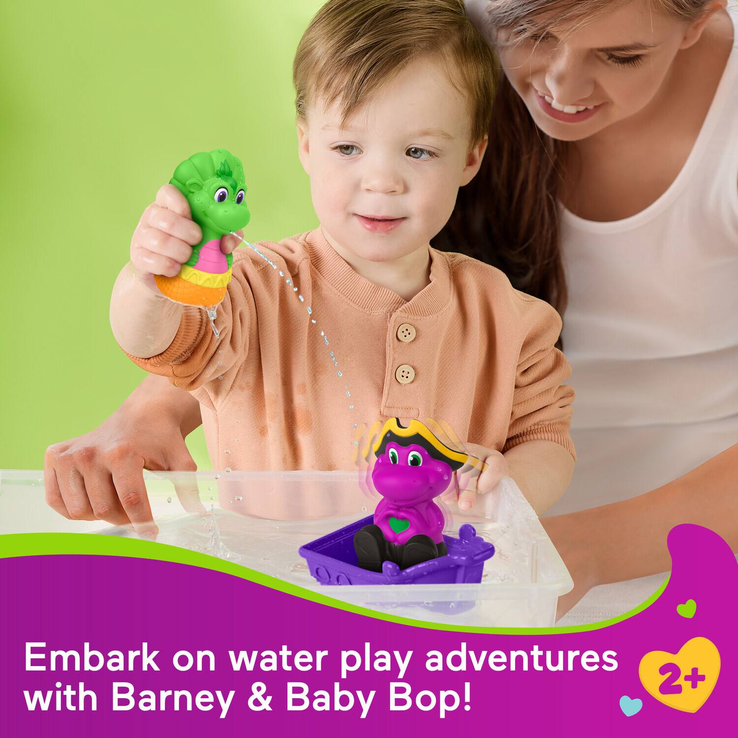 Embark on water play adventures with Barney & Baby Bop!