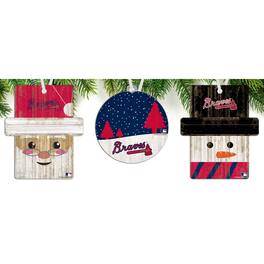 Fan Creations - Atlanta Braves 3-Pack Ornament Set - Multicolor