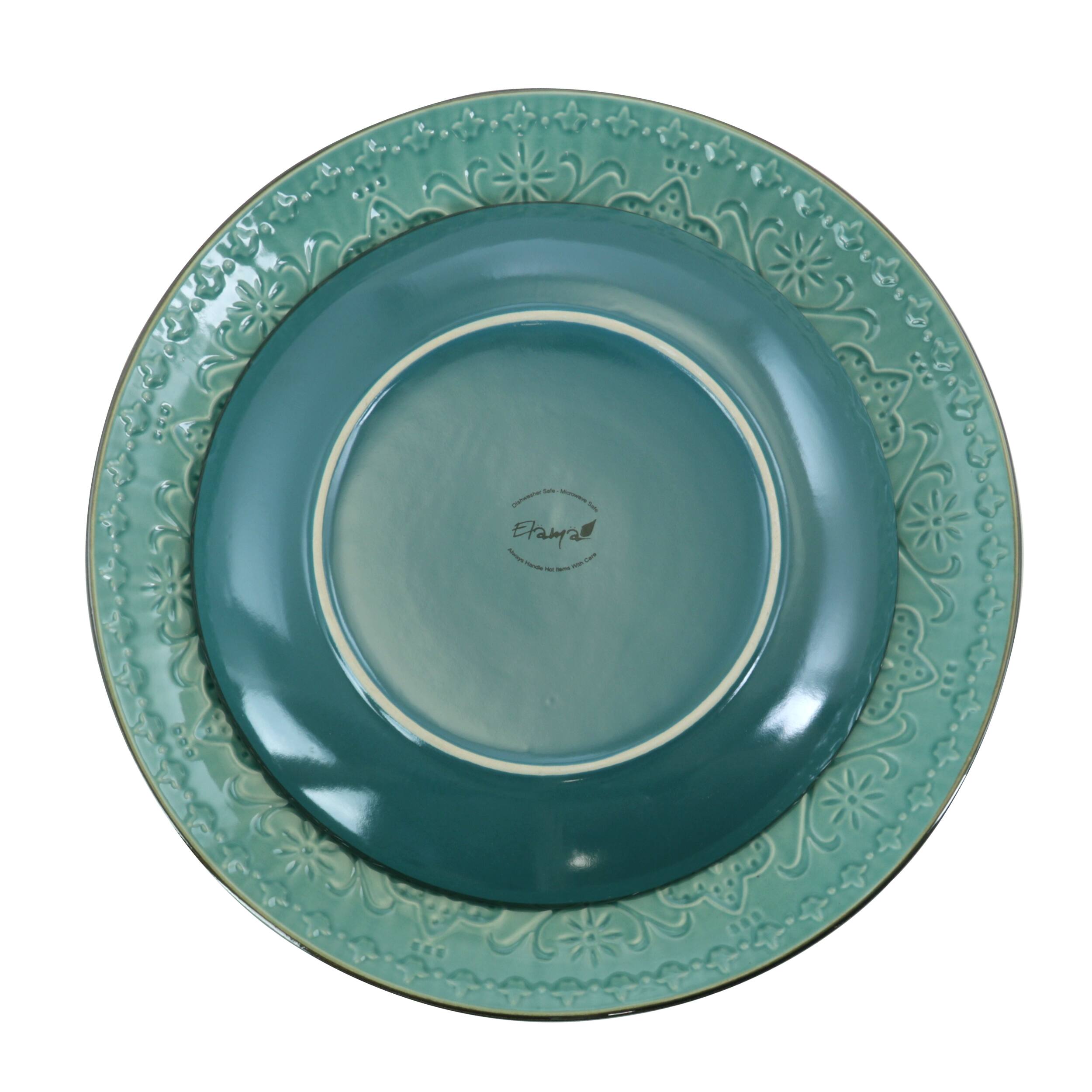 Alt View 8. Elama - Elama Sea Foam Mozaic 16 Piece Luxurious Stoneware Dinnerware with Complete Setting for 4 - Sea Foam.
