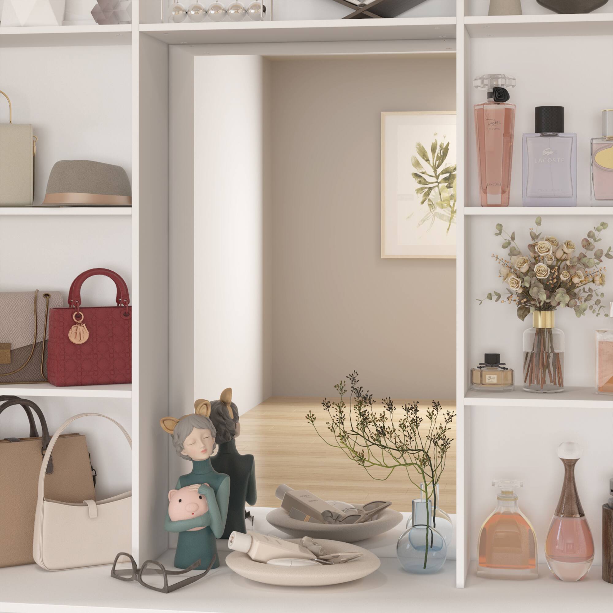 Alt View 6. FUFU & GAGA - FUFU&GAGA Vanity Storage Cabinet with Mirror: Perfect for Closets & Women’s Spaces - White.