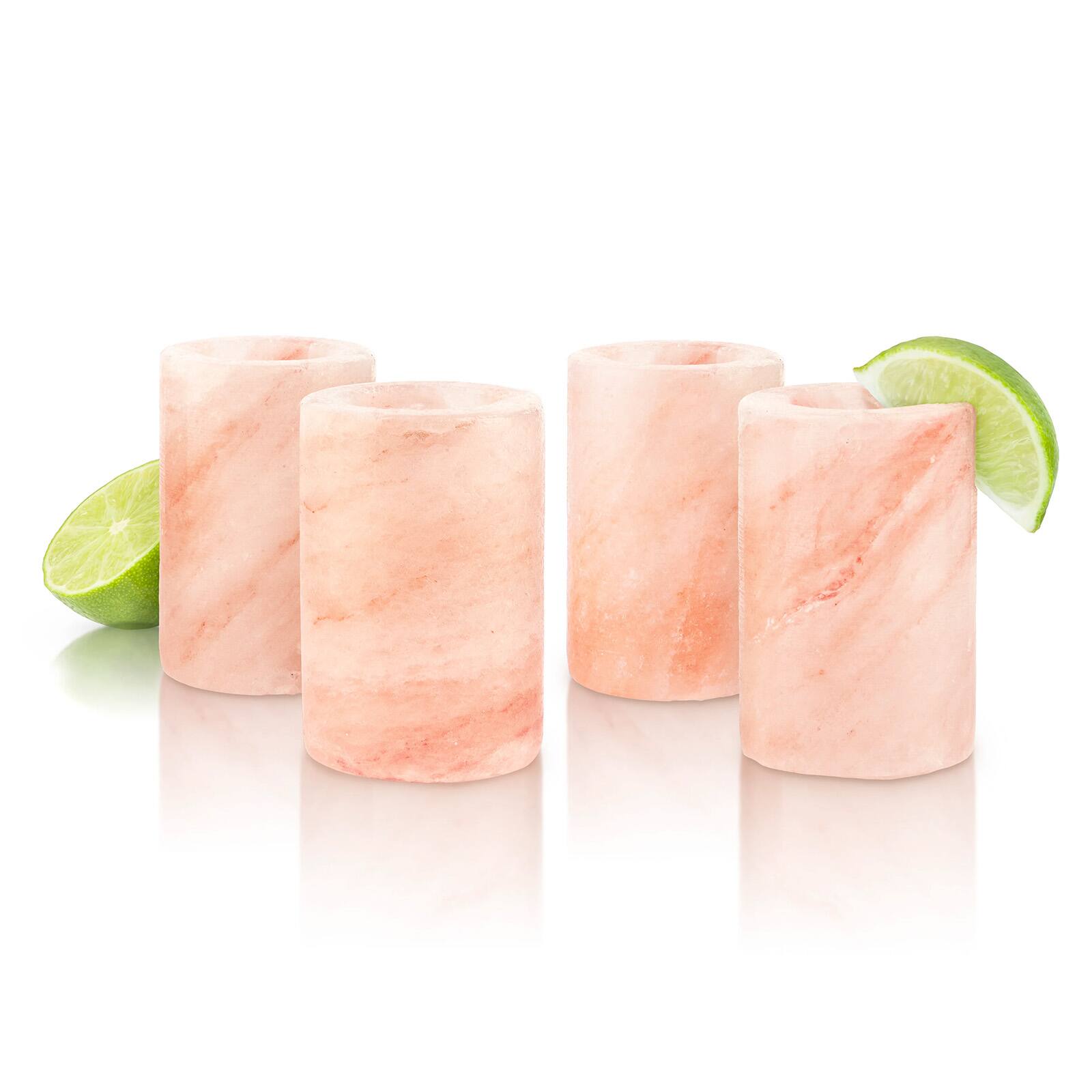Front. Final Touch - Himalayan Salt Tequila Shot Glasses, Set of 4, 1.5 oz Each - Pink.