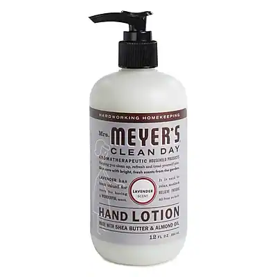 HARDWORKING HOMEKEEPING
Mrs. MEYER'S
CLEAN DAY
AROMATHERAPEUTIC NOSEWORLD PRODUCTS
LAVENDER HAND LOTION
WITH SHEA BUTTER & ALMOND OIL
Lavender has been used for centuries for its calming and soothing properties. This lotion is infused with lavender oil to help reduce stress and promote relaxation.
12 FL OZ