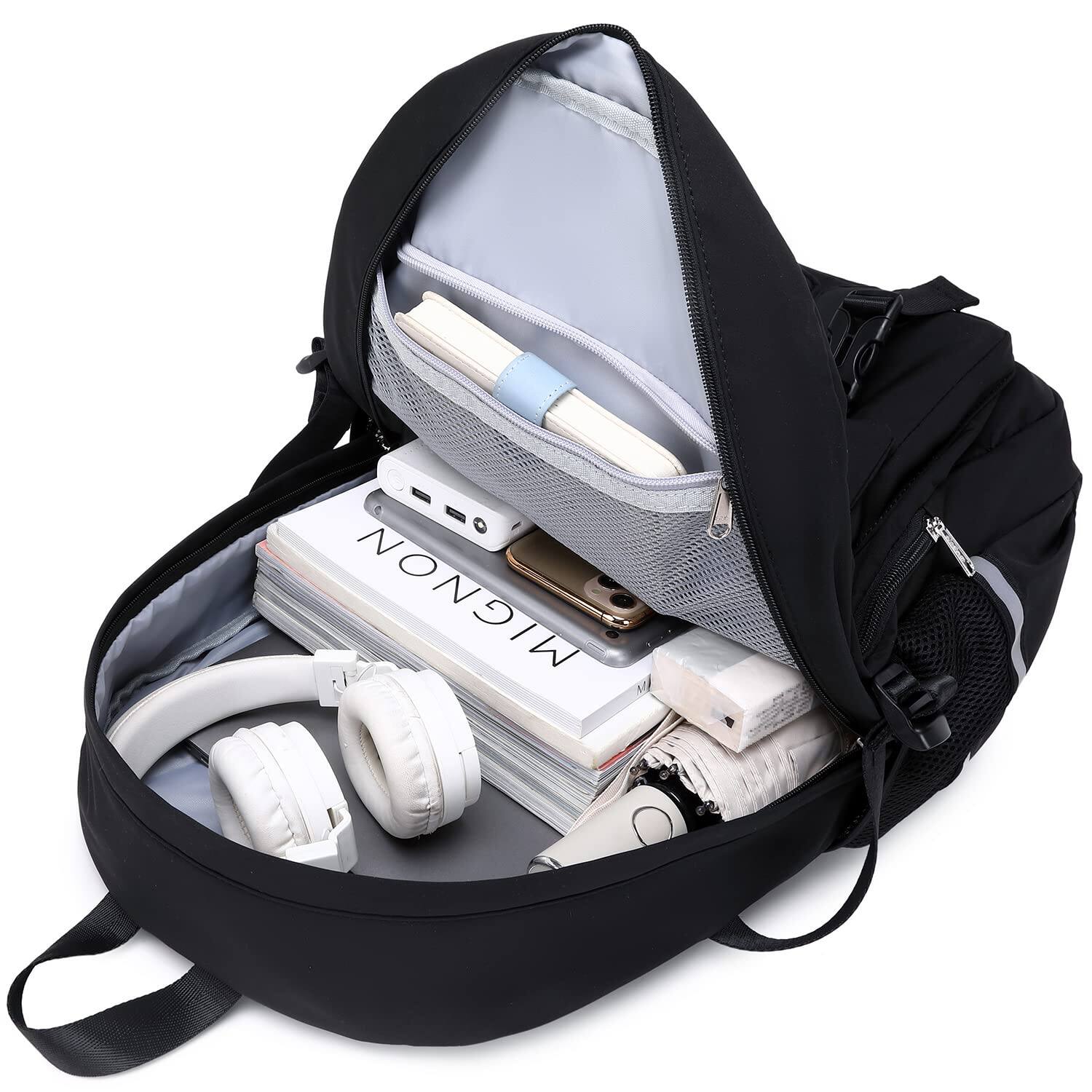 Alt View 3. Pacoar Cade - Big Student Backpack For School Teen Middle High Bookbag Elementary Backpacks With Lunch Bag (black) - Lightsteelblue.