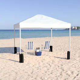 Emma + Oliver - Ukko 10'x10' Weather Resistant, UV Coated Pop Up Canopy Tent with Sandbags and Wheeled Case - White