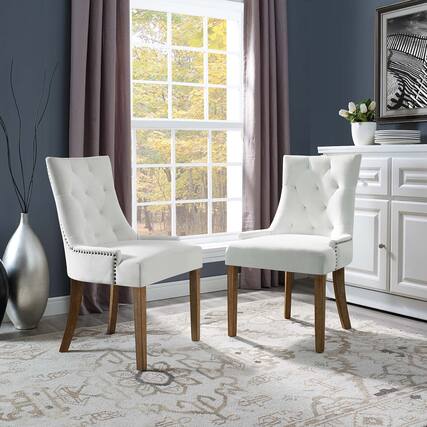 Front. Modway - Pose Performance Velvet Dining Chair Set of 2 by Modway - Ivory.