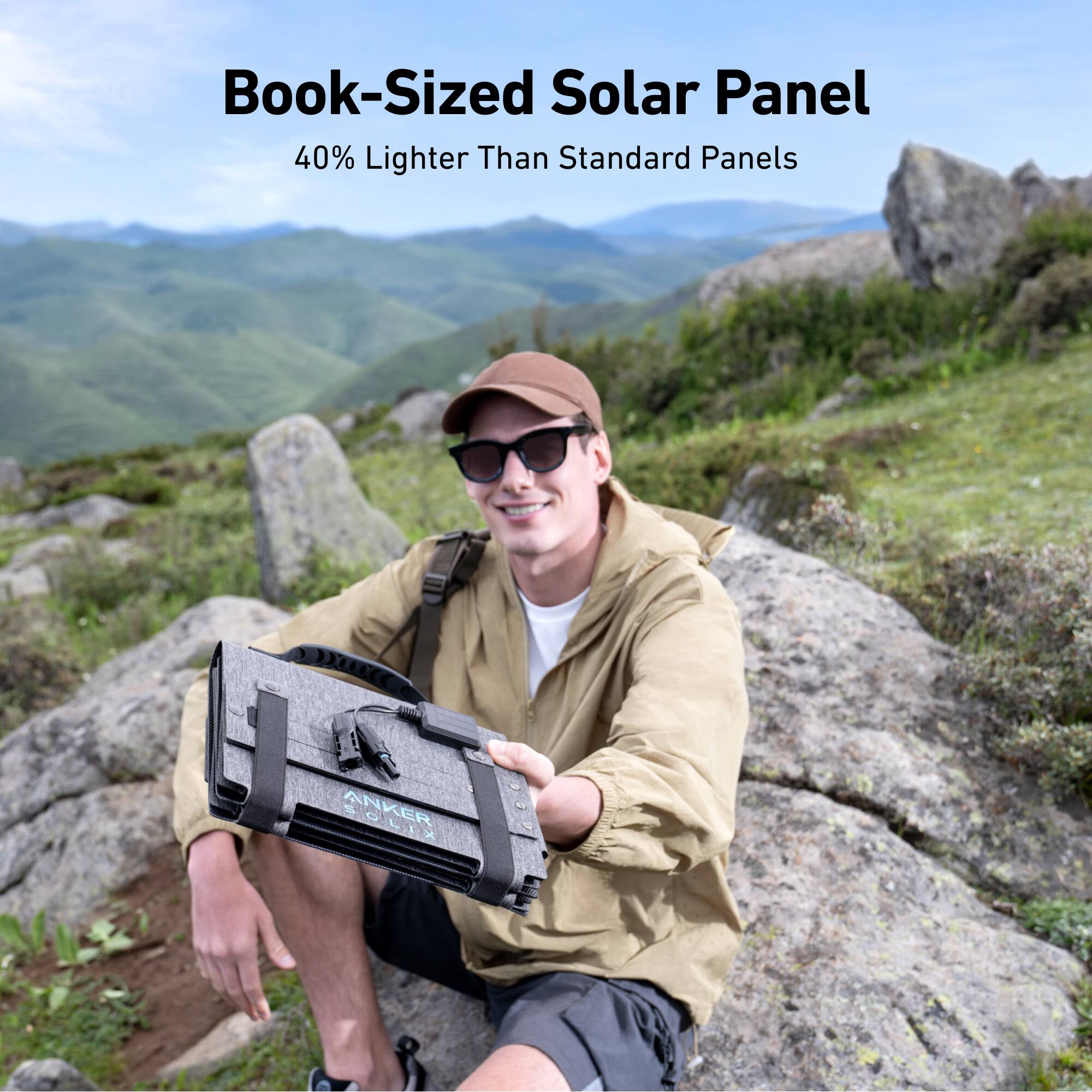 Book-Sized Solar Panel  
40% Lighter Than Standard Panels