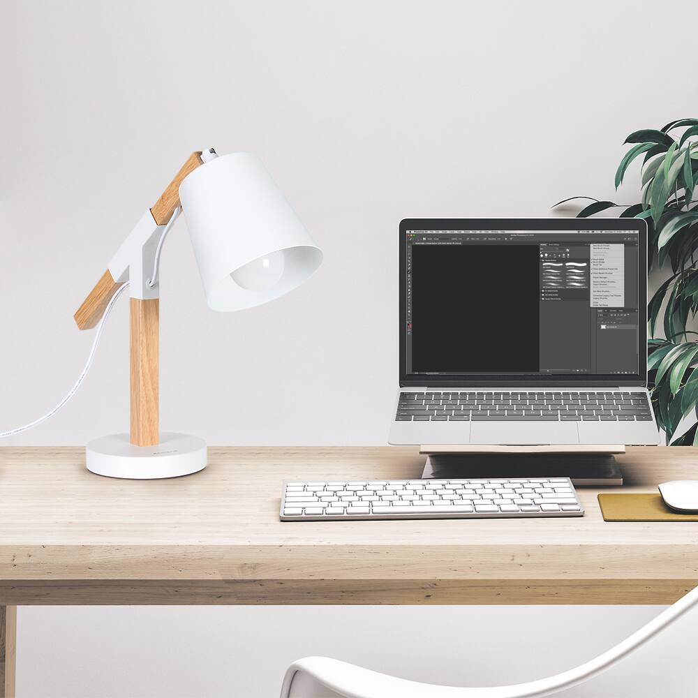 Alt View 1. Oumilen - White Square Column Table Lamp.