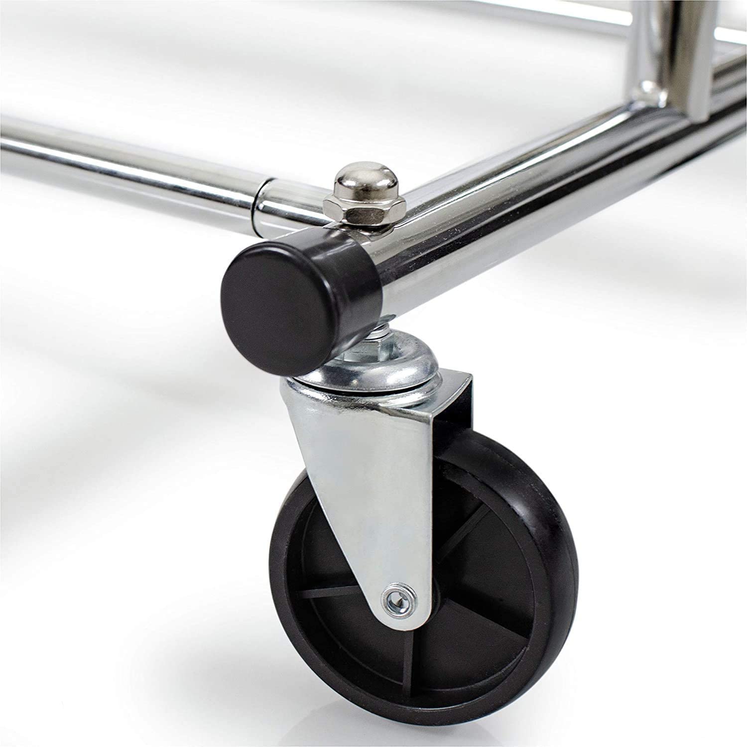 Left. Home It - Clothes Rail Rack Heavy Duty Commercial Grade with Chrome Finish and Adjustable Option - Silver.