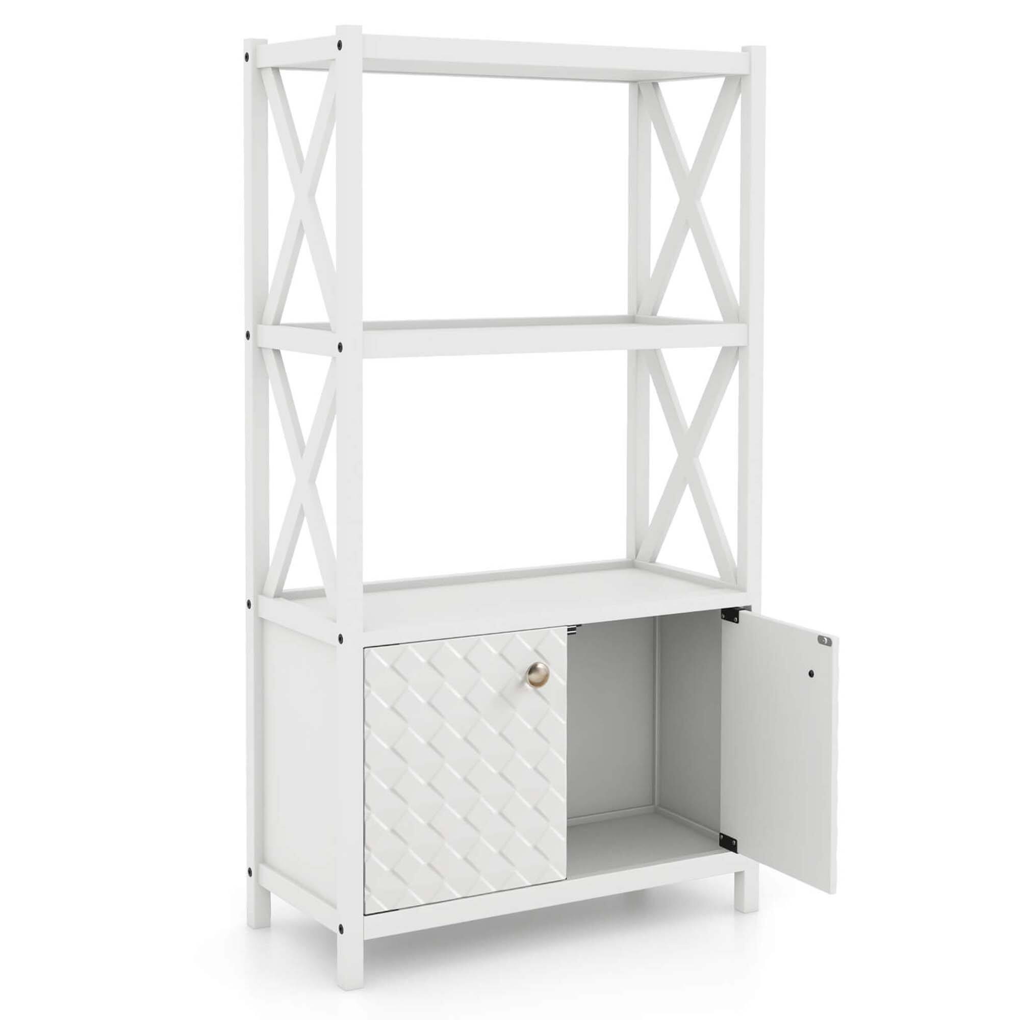 Alt View 9. Costway - Costway Bathroom Storage Cabinet with Open Shelves & Double Doors Modern Storage Organizer White - White.