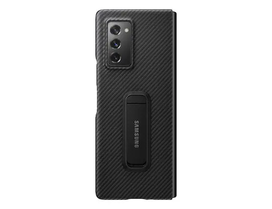 Front. Samsung - Samsung Standing Cover Case for Galaxy Z Fold2 5G | Color: Black - Black.