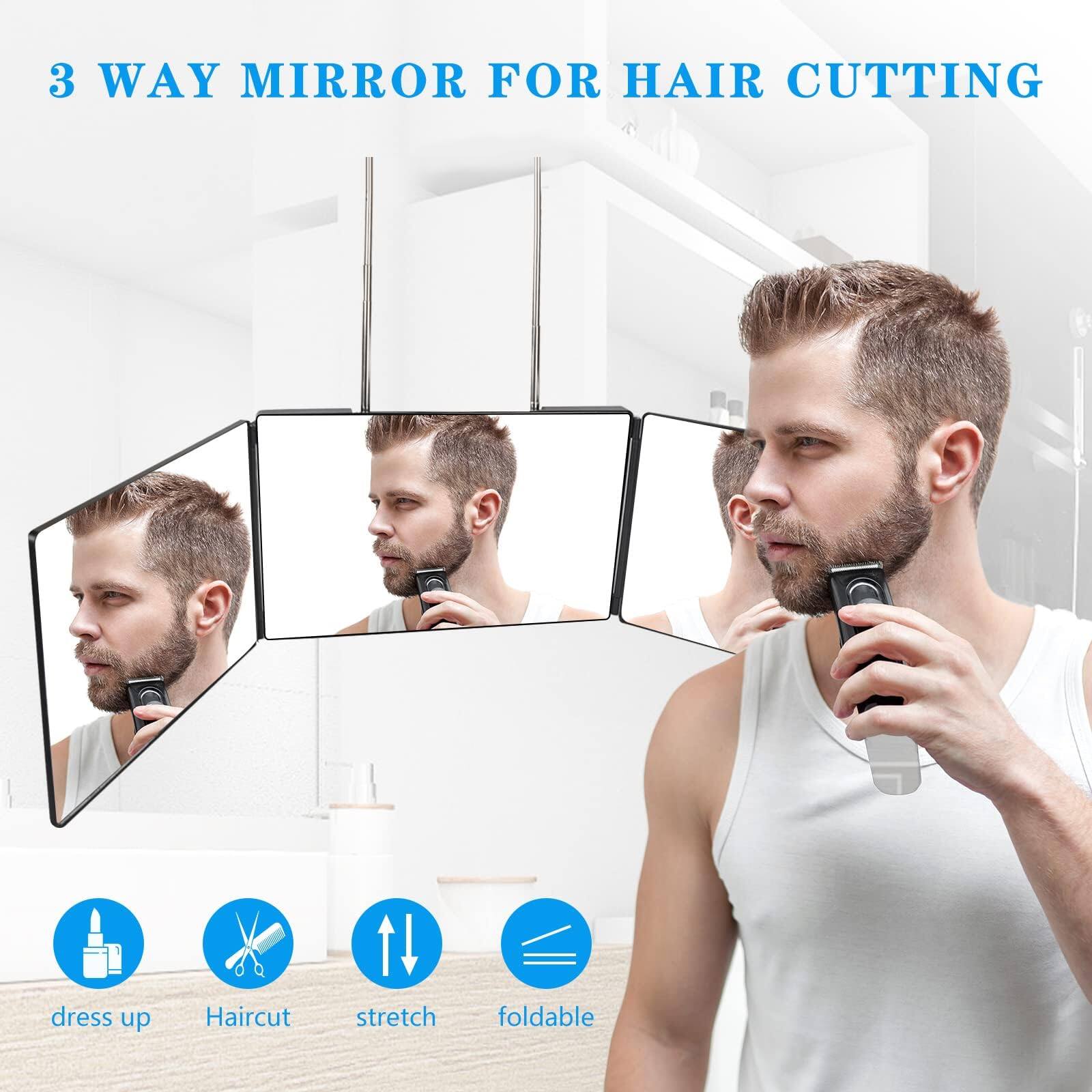 3 WAY MIRROR FOR HAIR CUTTING

dress up  
Haircut  
stretch  
foldable