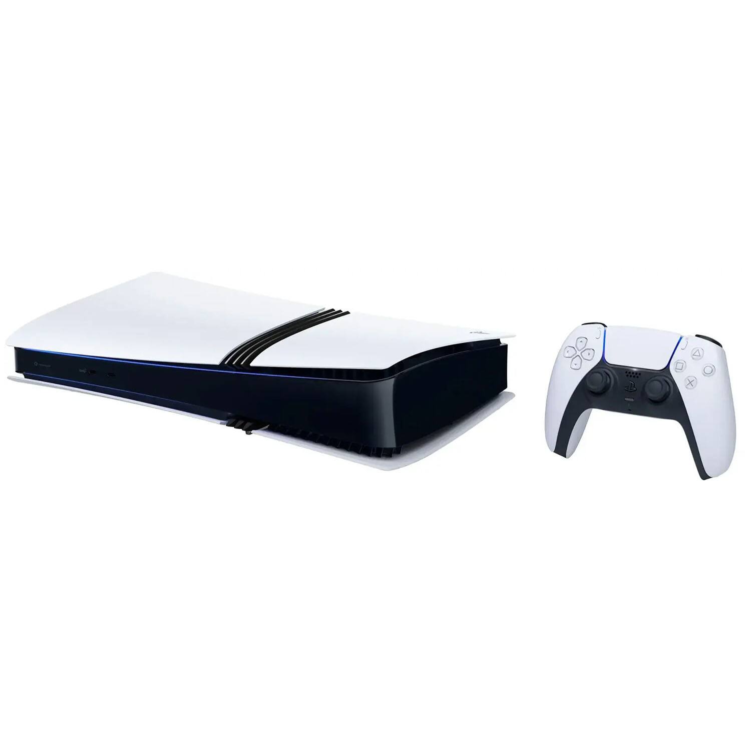 Left. Sony - Sony - PS5 PlayStation 5 Pro Bundle with Extra White Controller - White.