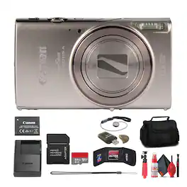 Canon - PowerShot ELPH 360 HS A Camera + 64GB Card + Case + More
