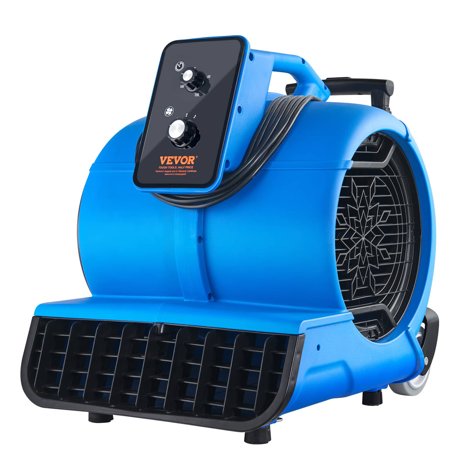 VEVOR - Floor Blower, 1560 RPM 4000 CFM, Air Mover for Drying and Cooling, Portable Carpet Dryer Fan with 3 Blowing Angles - Blue