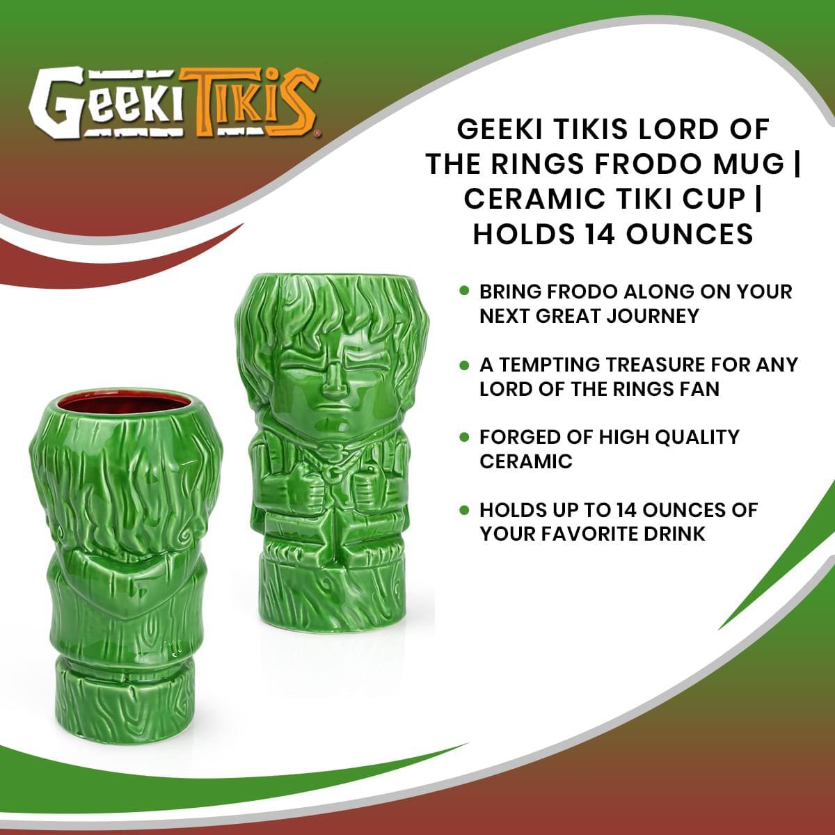 Geeki Tikis Lord of the Rings Frodo Mug | Ceramic Tiki Cup | Holds 14 Ounces

- Bring Frodo along on your next great journey
- A tempting treasure for any Lord of the Rings fan
- Forged of high quality ceramic
- Holds up to 14 ounces of your favorite drink