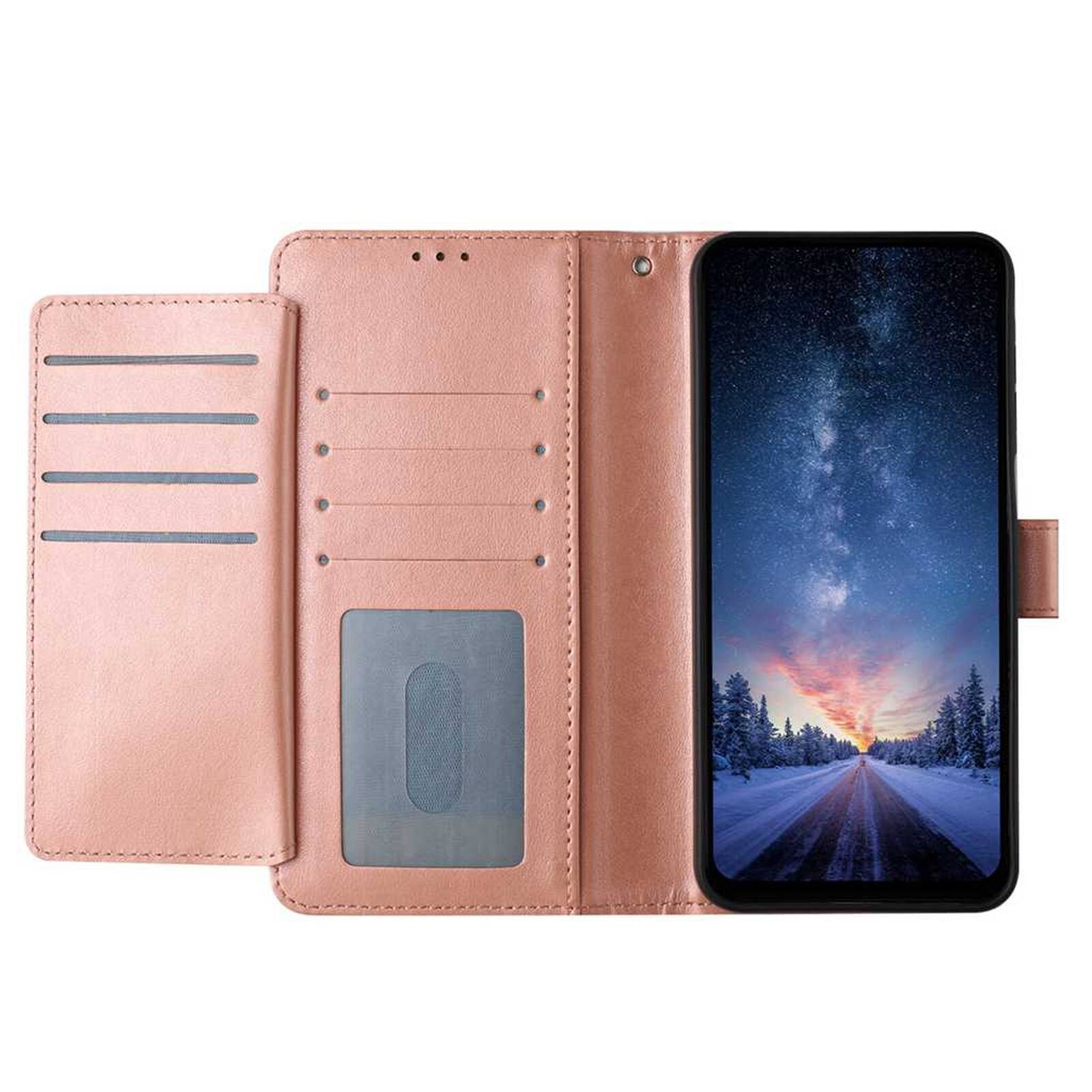 Back. Dteck - Dteck Wallet Folio Case for Apple iPhone 17 Pro, Shockproof Magnetic PU Leather Flip Card Slots Stand Case - Rosegold.