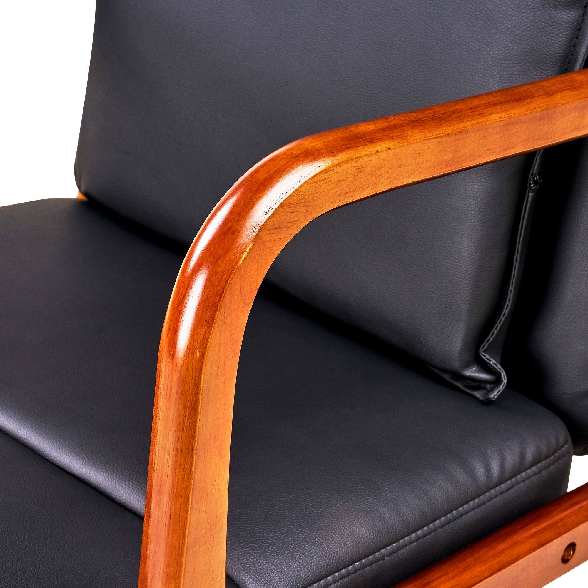 Alt View 2. Vecelo - Mid Century Faux Leather Accent Chair, Modern Lounge Armchair for Living Room Bedroom - Black.