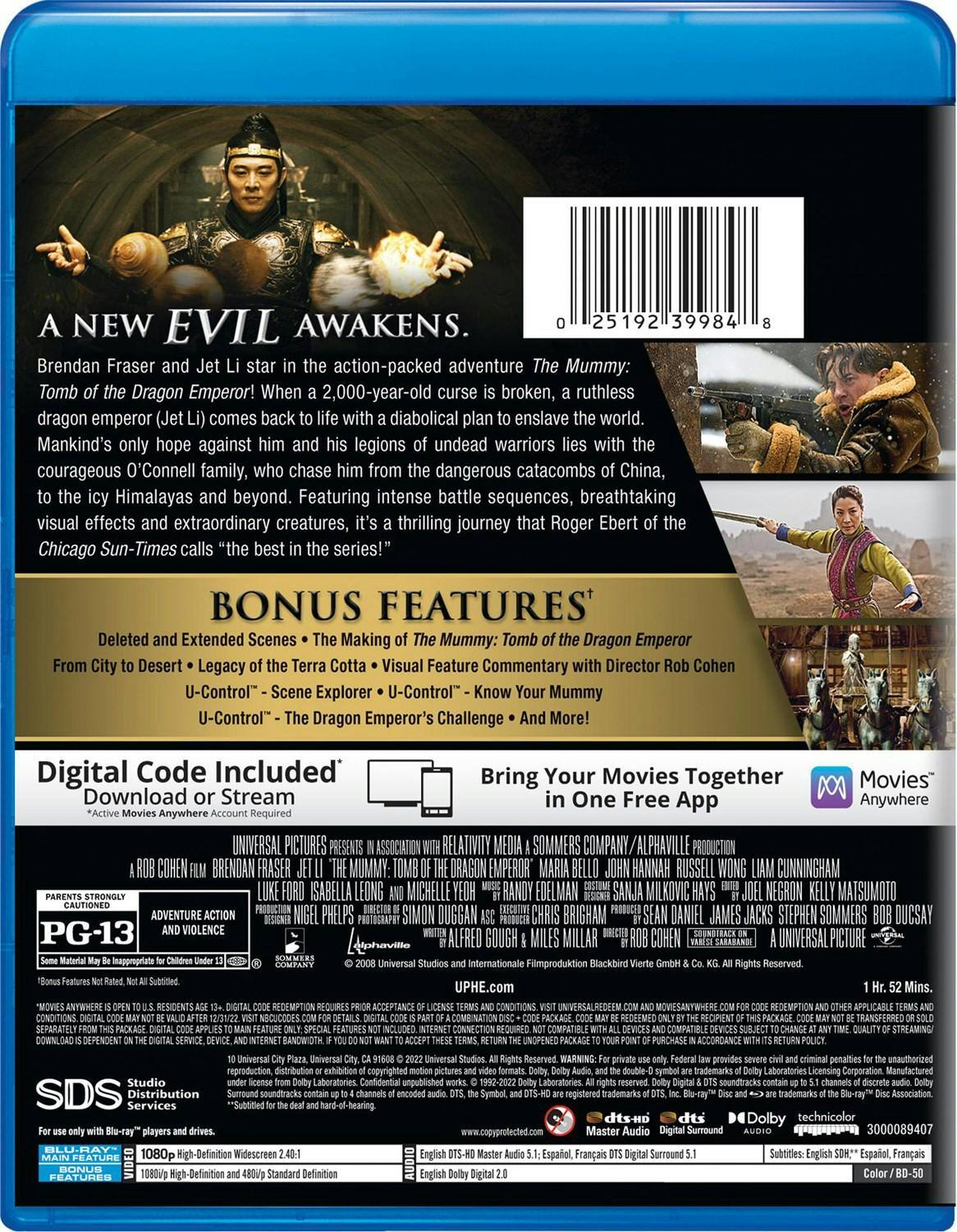 Back. The Mummy: Tomb of the Dragon Emperor (Blu-ray + Digital HD) [Blu-ray].