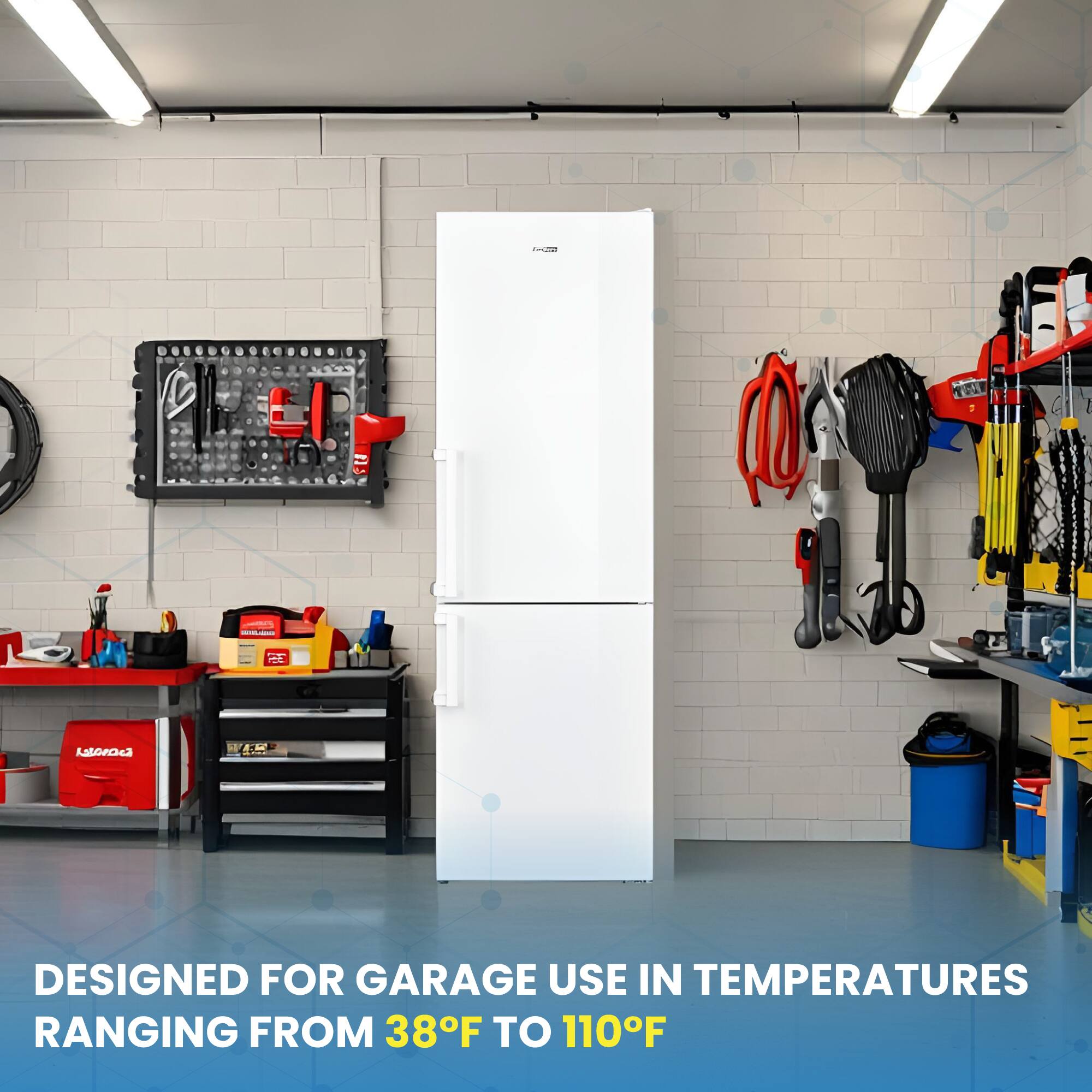 DESIGNED FOR GARAGE USE IN TEMPERATURES RANGING FROM 38°F TO 110°F