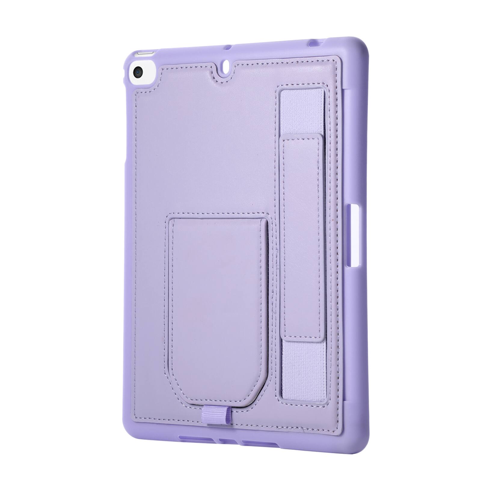 Alt View 1. Dteck - Shockproof Case for Apple iPad mini (5th Generation) 2019 with Hand Strap and Kickstand, PU Leather TPU Protective Cover - Purple.
