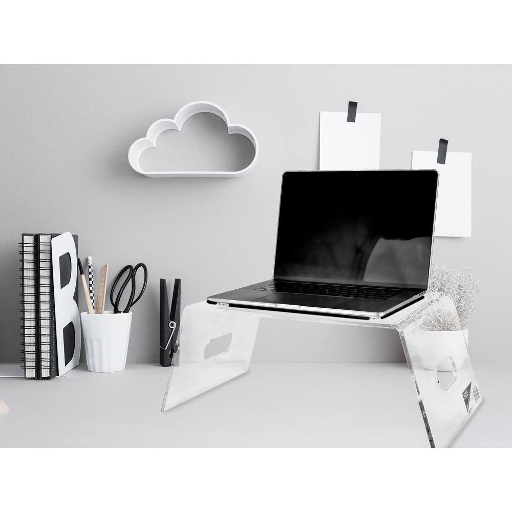 Alt View 5. AdirHome - Laptop Riser, Acrylic Monitor and Laptop Stand, 9.5" H x 21.5" W x 12" D - Clear.