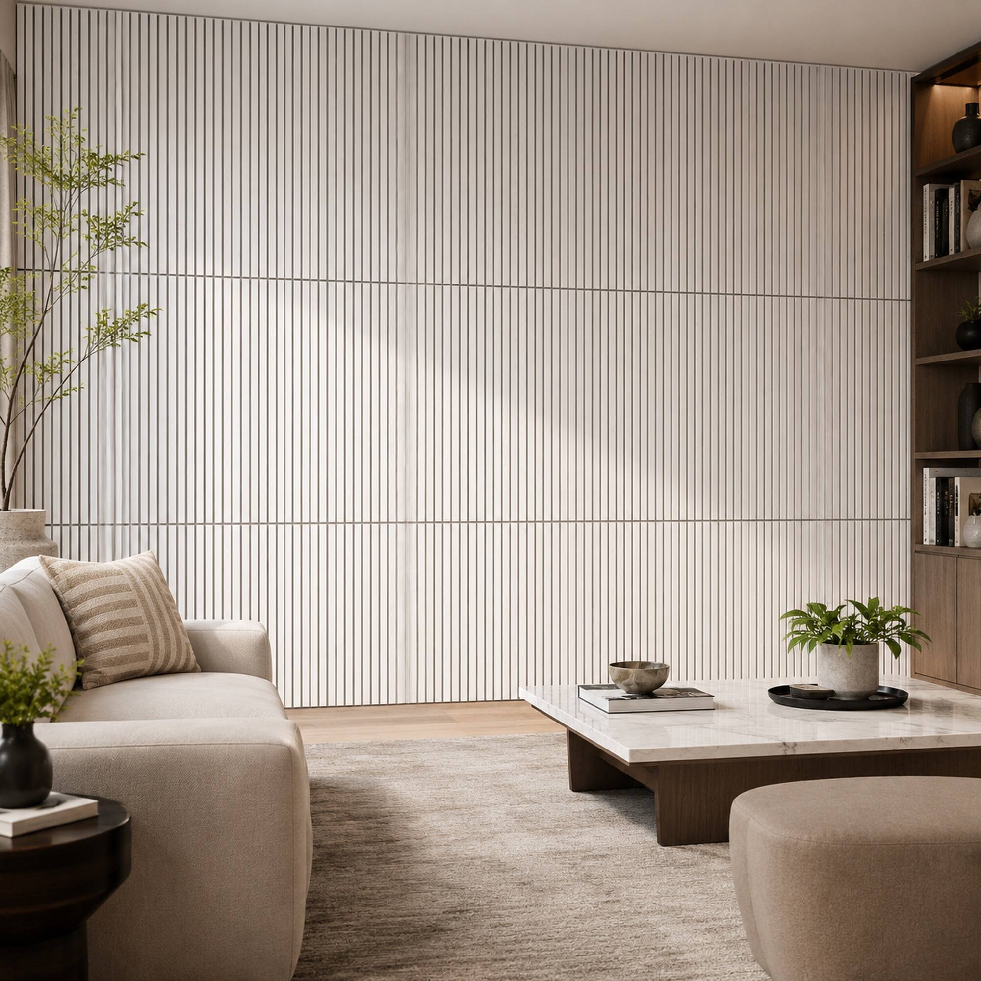 Alt View 2. Boyel Living - 4-Pack 23.62-in x 45.27-in Natural 3D Fluted Acoustic Slat Wall Panel - Natural.