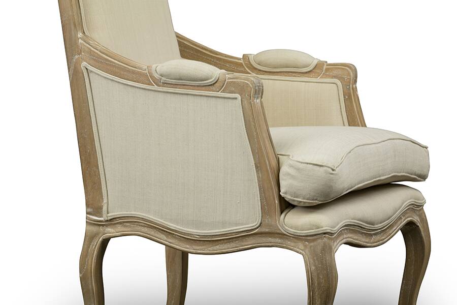 Back. Baxton Studio - Nivernais Wood Traditional French Accent Chair - Beige/Light Brown.